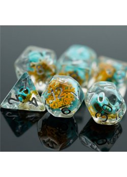 Skull Dice: Blue Skull with Yellow Flowers